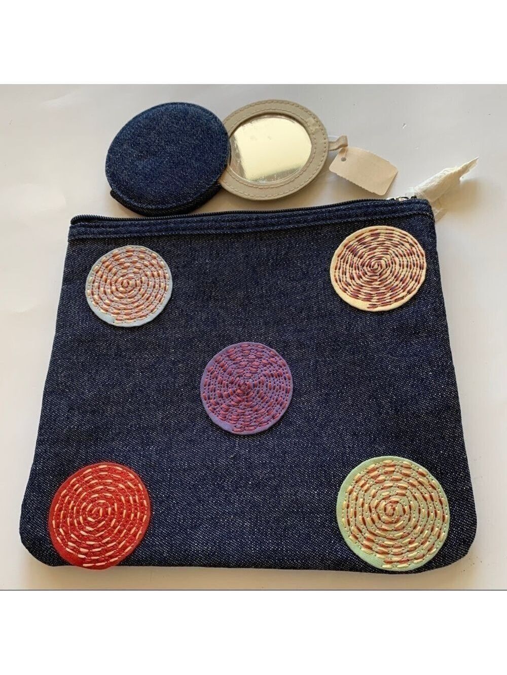 Bath and Body Works Dark Wash Denim Cosmetic Case with Mirror Set